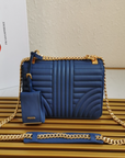 PRD Diagramme Medium Leather Bag Dark Blue