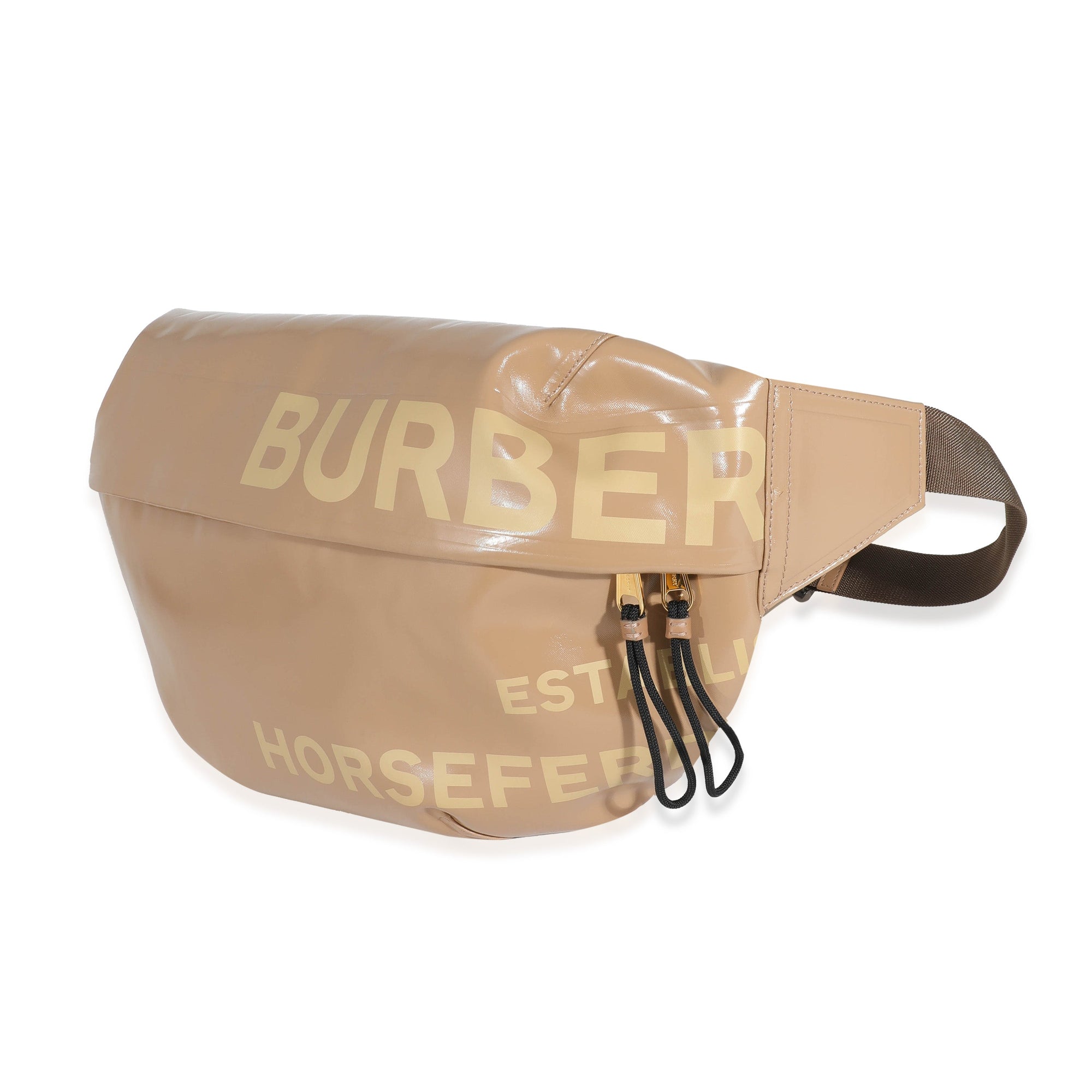BBERRY Beige Coated Canvas Horseferry Sonny XL Bum Bag