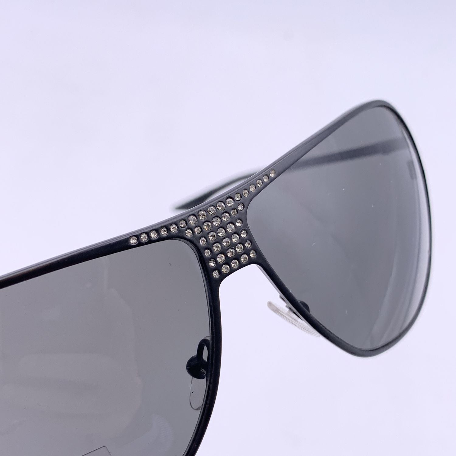 CHRISTIAN D1OR Black Aviator Hard D1OR1 Sunglasses With Crystals