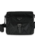 PRD Black Re-Nylon Front Pocket Shoulder Bag