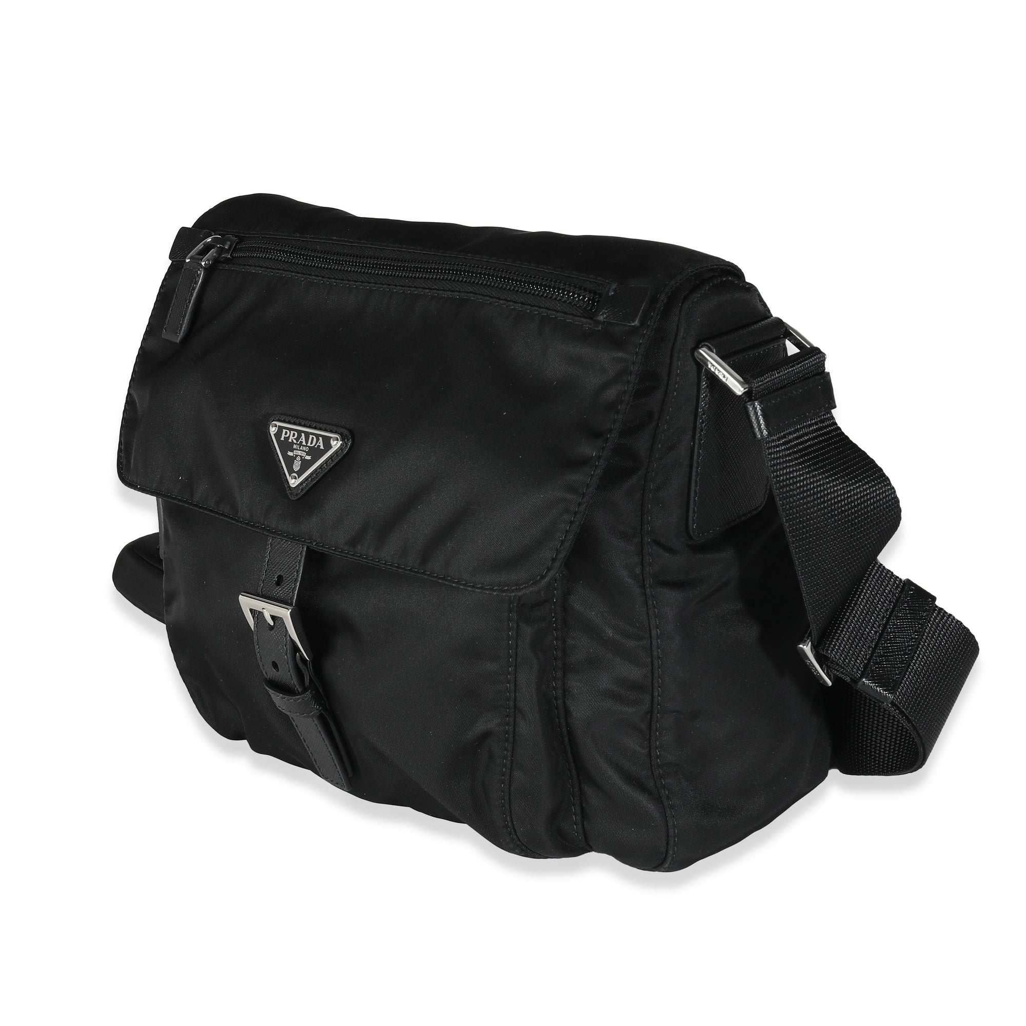 PRD Black Re-Nylon Front Pocket Shoulder Bag