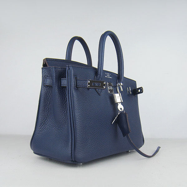 HMS Birkin 25cm Handbag 6068 dark blue silver