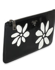 PRD Black Spazzolato Flower Zip Pouch