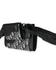 CHRISTIAN D1OR Beige Black Oblique Canvas Elite Shoulder Pouch