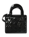 CHRISTIAN D1OR Black Ultraglossy Patent Cannage Small Lady D1OR