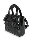 CHRISTIAN D1OR Black Ultraglossy Patent Cannage Small Lady D1OR