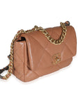 21P Brown Quilted Lambskin Medium CH 19 Flap Bag