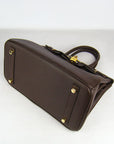 HMS Birkin 30cm Togo Leather Handbags Dark Coffee Golden