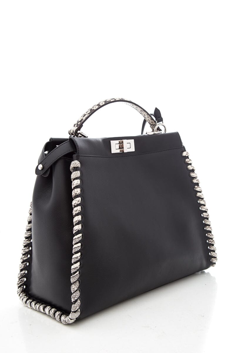 FNDI Black &amp; Snakeskin Large Peak-A-Boo Handbag