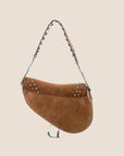 CHRISTIAN D1OR 2004 BROWN SUEDE EMBELLISHED WHIPSTITCH SADDLE BAG