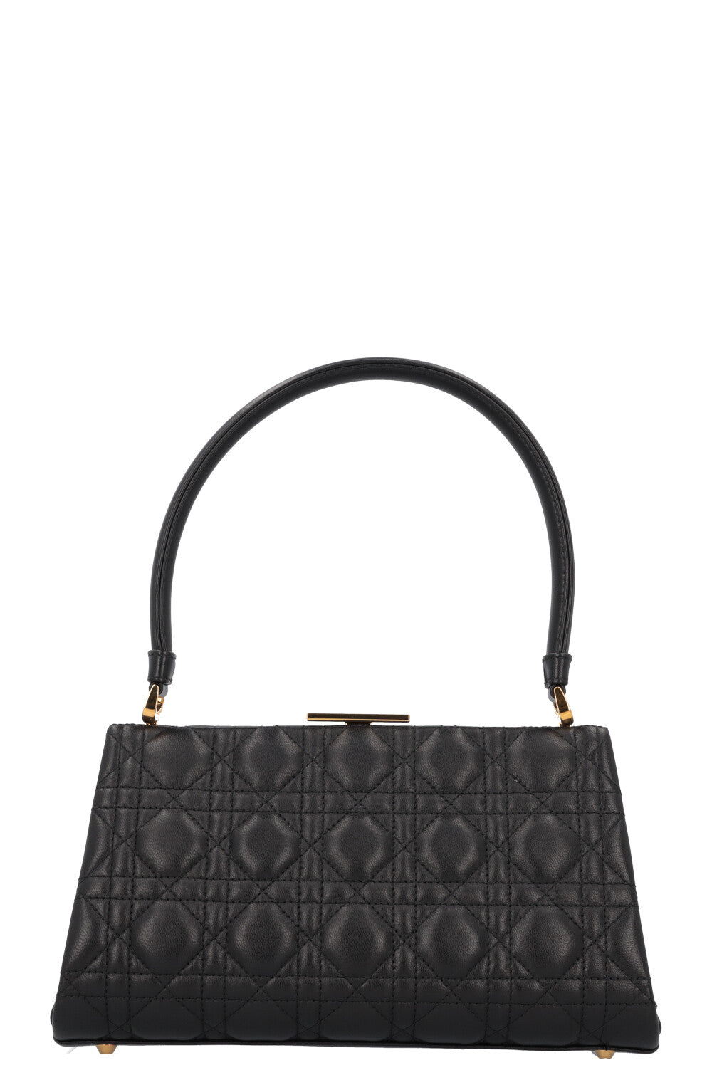 CHRISTIAN D1OR Caro Cannage Frame Bag Black Leather