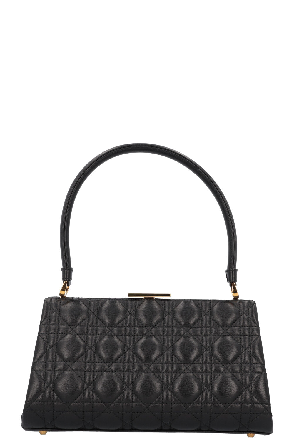 CHRISTIAN D1OR Caro Cannage Frame Bag Black Leather