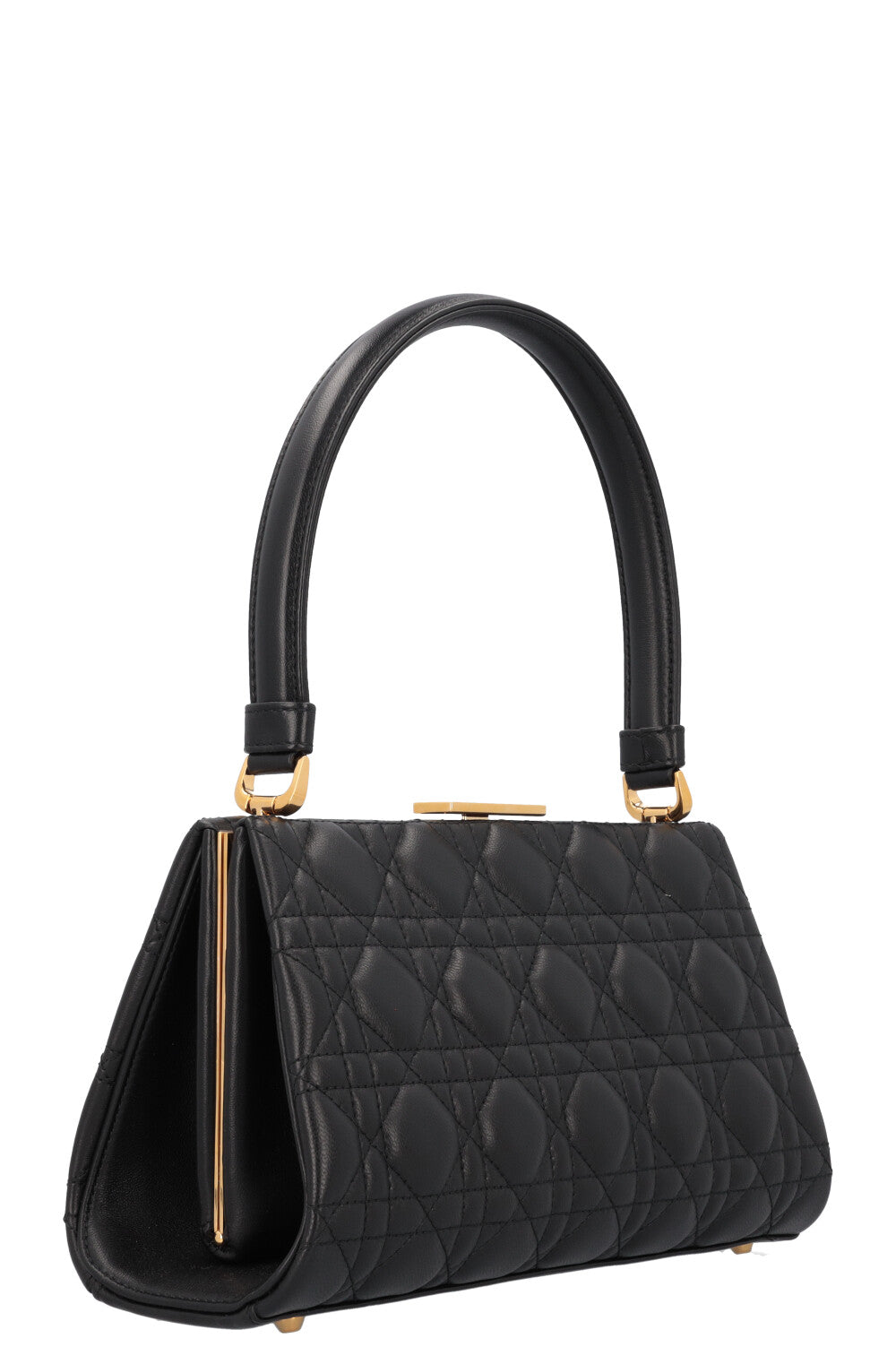 CHRISTIAN D1OR Caro Cannage Frame Bag Black Leather