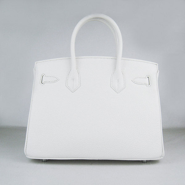 HMS Birkin 30cm Togo Leather Handbags White Silver
