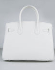 HMS Birkin 30cm Togo Leather Handbags White Silver