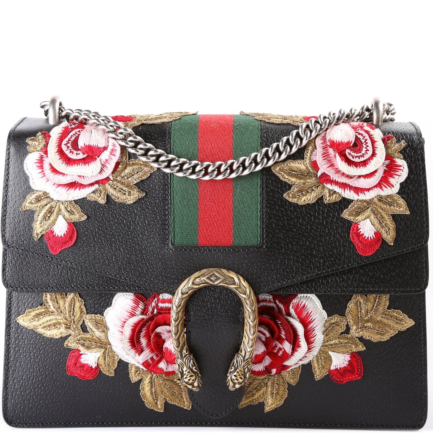 GCCI  Dionysus Leather Floral Embroidered Shoulder Medium