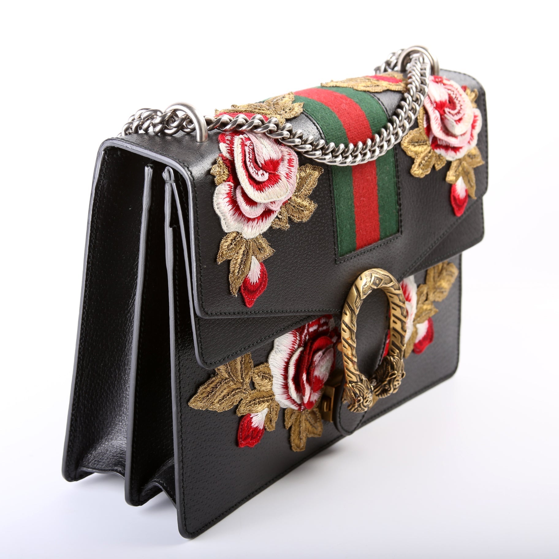 GCCI  Dionysus Leather Floral Embroidered Shoulder Medium