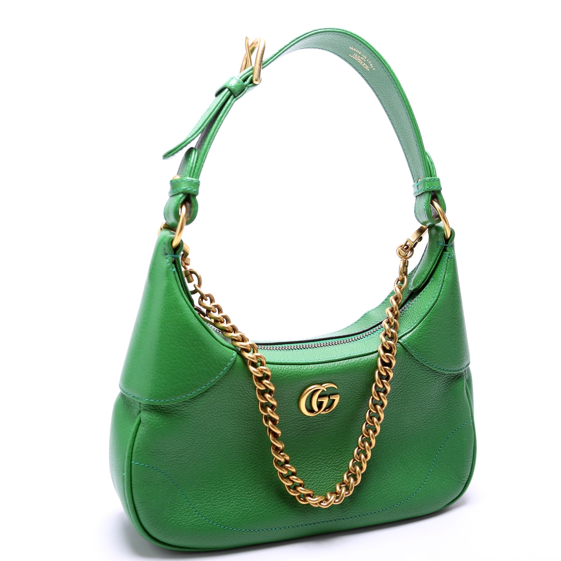 GCCI  Aphrodite Leather Small Shoulder Bag Green