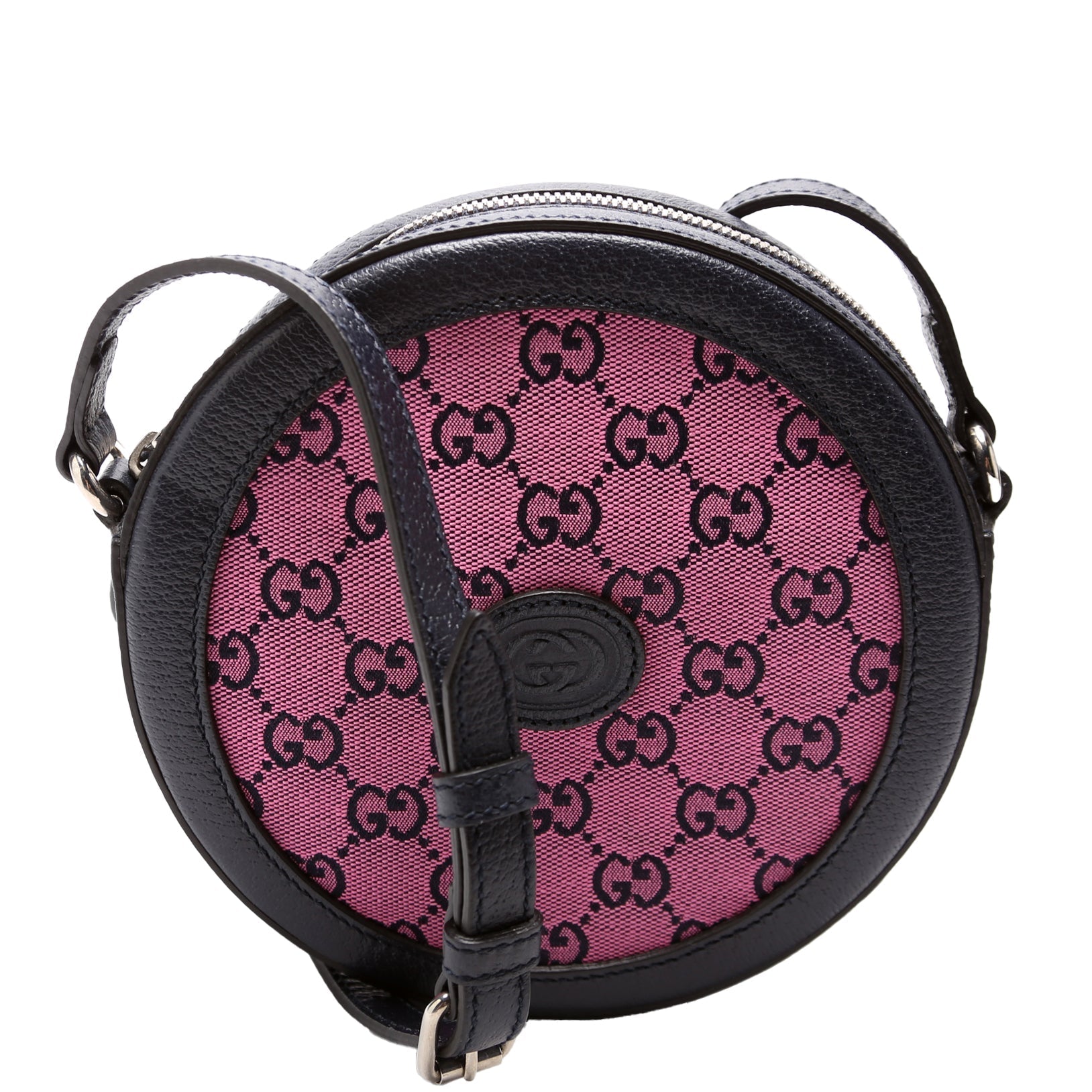 GCCI  GG Multicolor Canvas Interlocking G Round Bag Pink