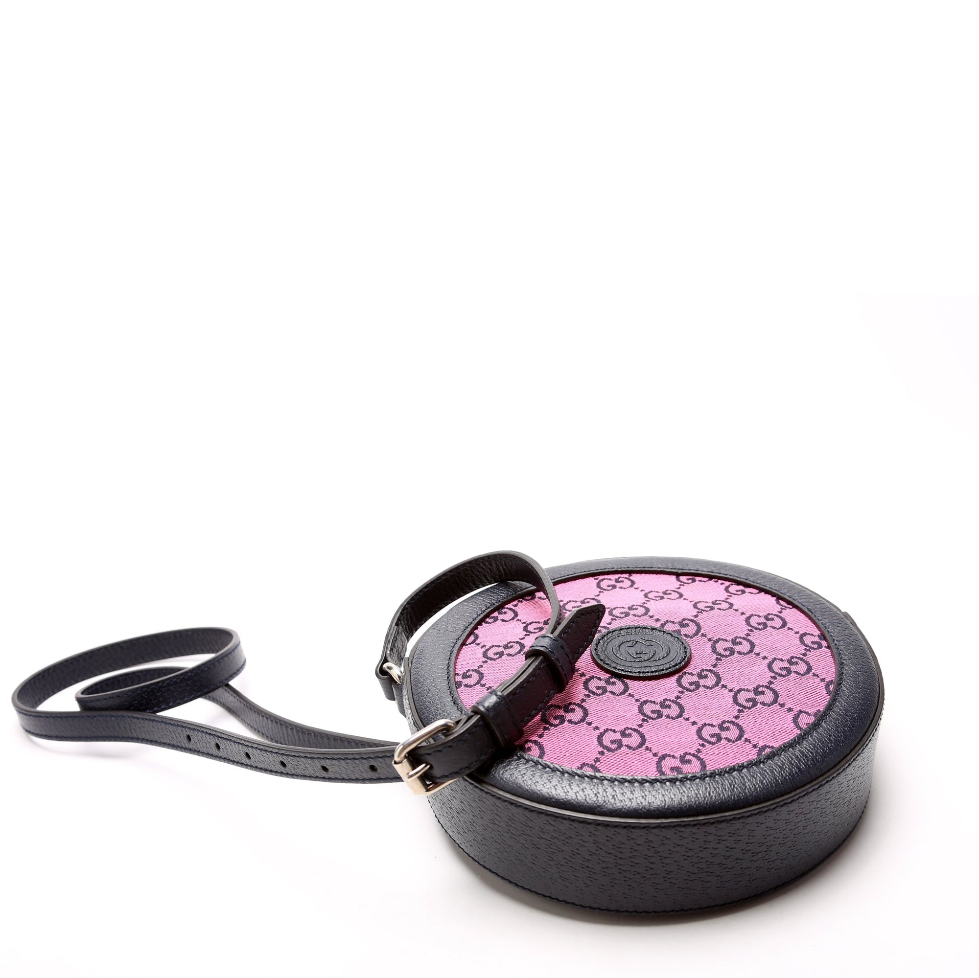 GCCI  GG Multicolor Canvas Interlocking G Round Bag Pink