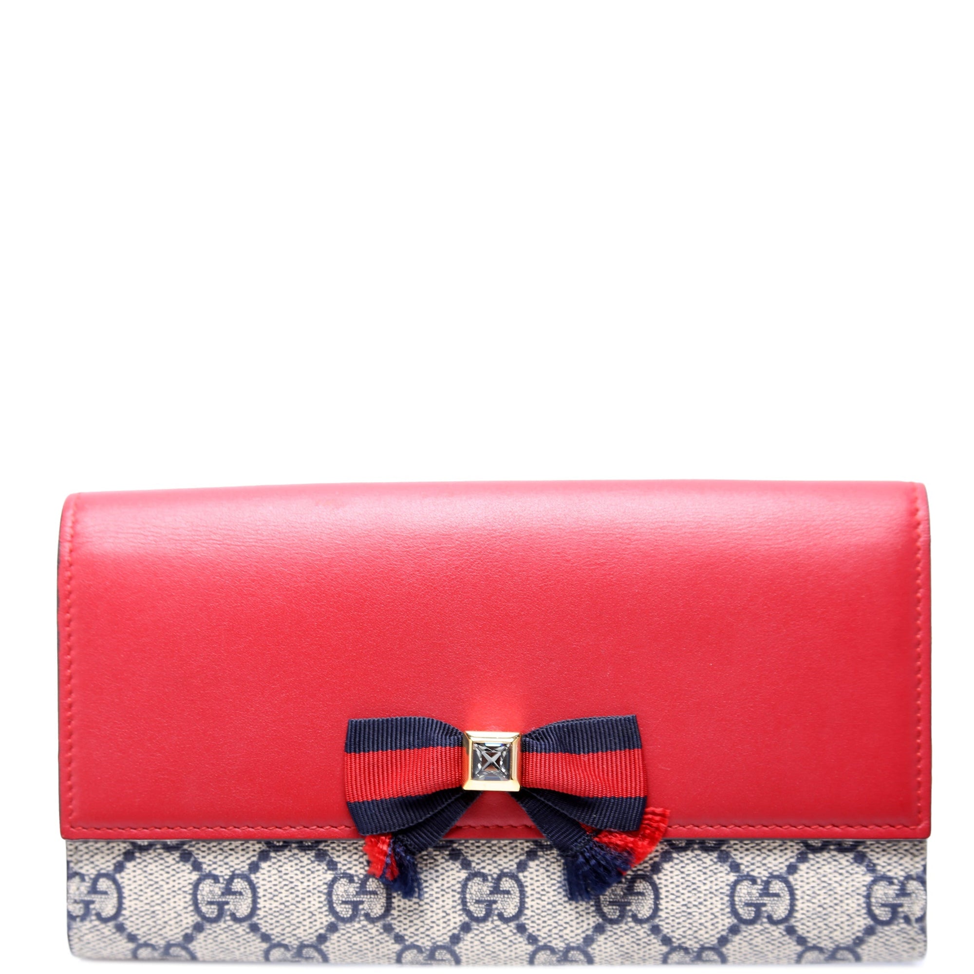 GCCI  GG Supreme Bow Continental Wallet Red/Navy