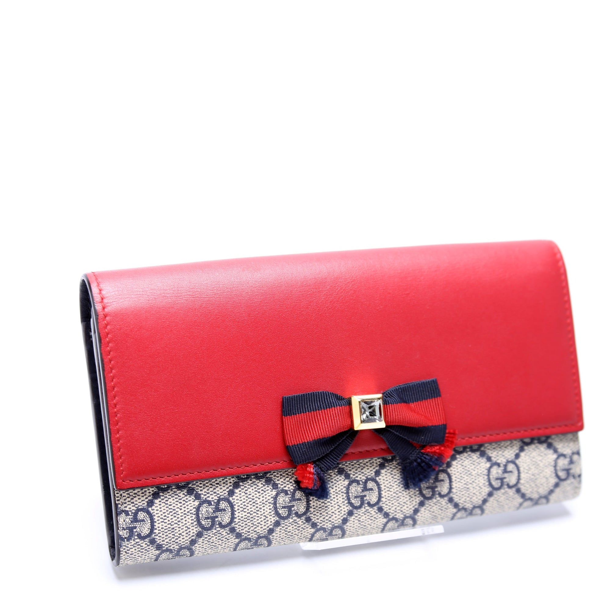 GCCI  GG Supreme Bow Continental Wallet Red/Navy