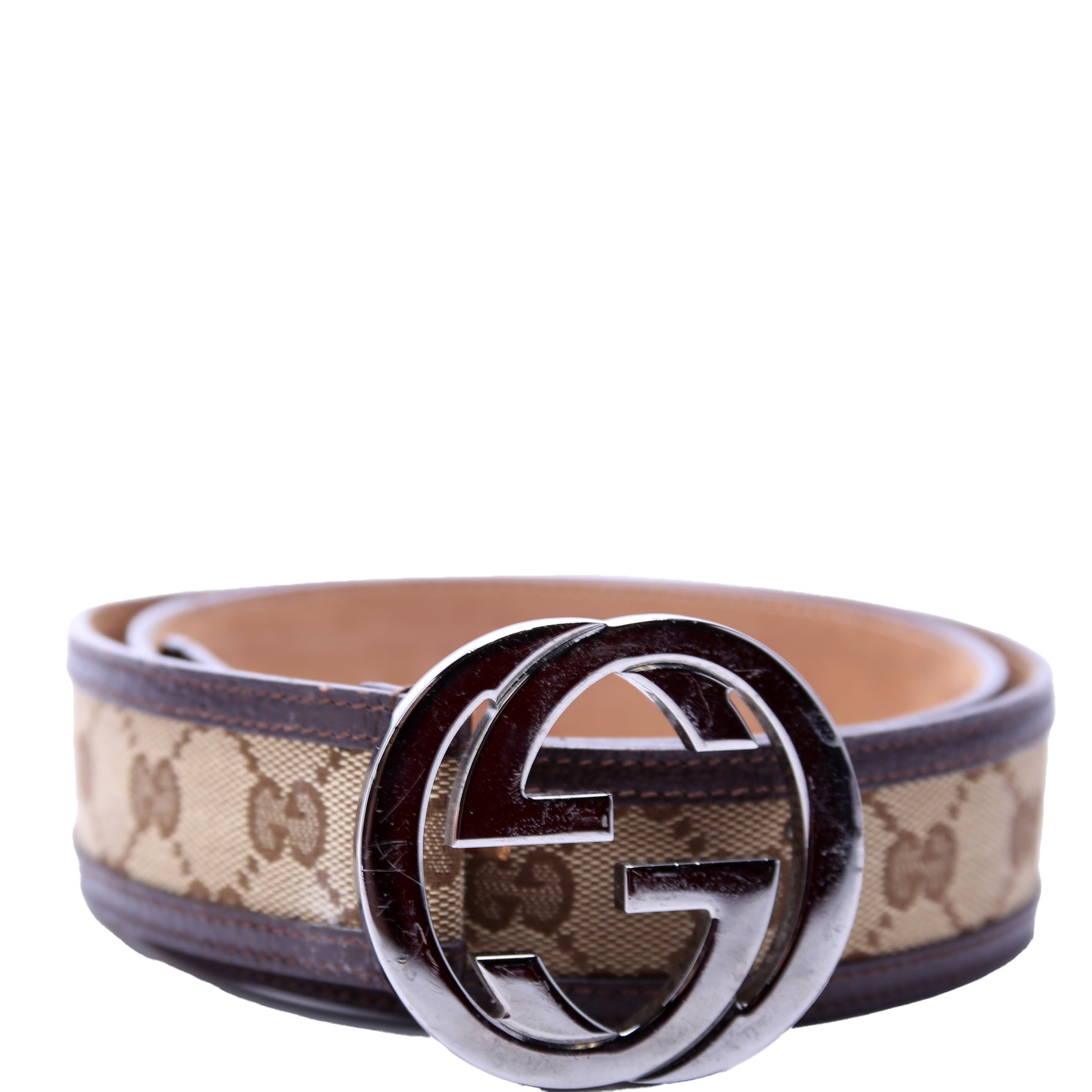 GCCI  Interlocking Leather Belt Size / Brown