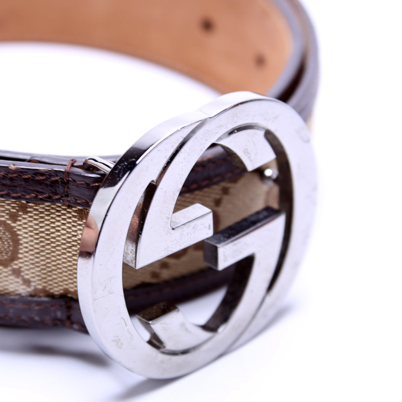 GCCI  Interlocking Leather Belt Size / Brown