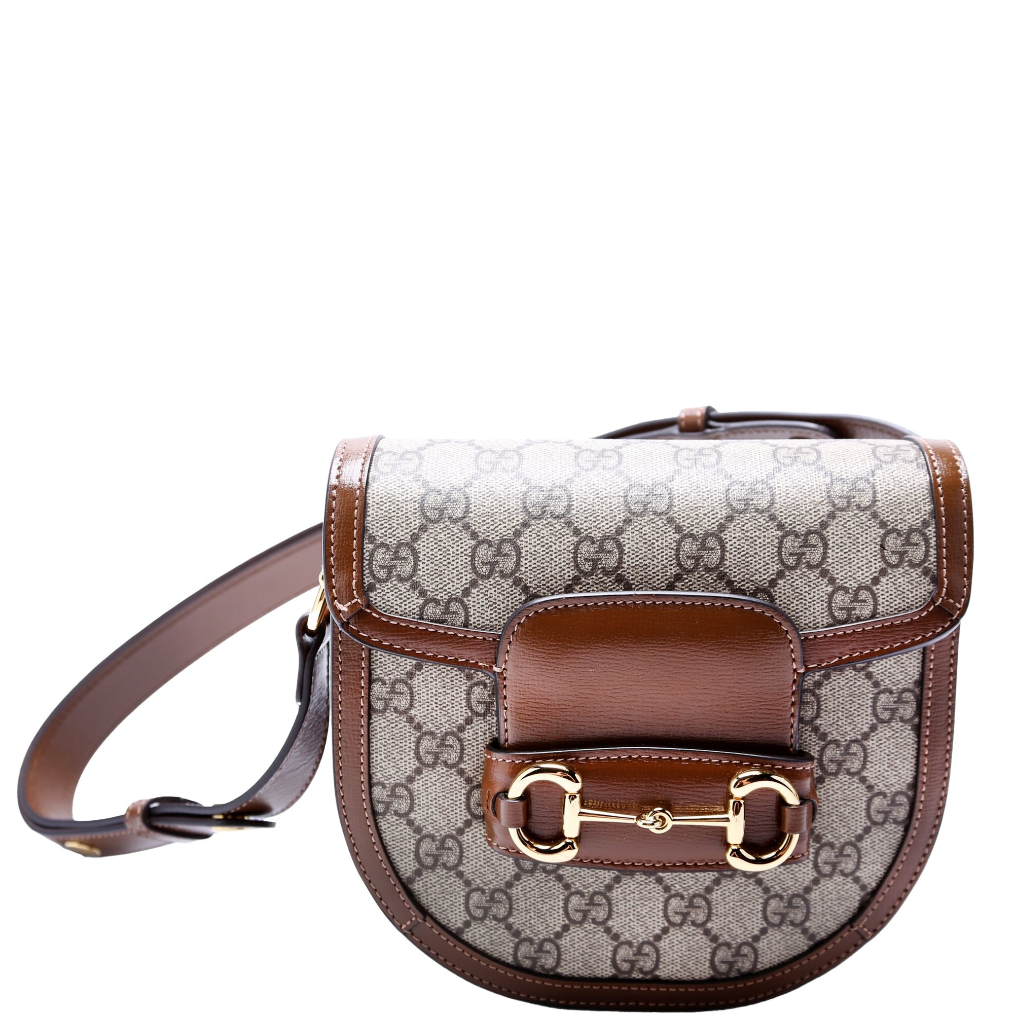 GCCI  Horsebit  GG Supreme Mini Rounded Bag Brown