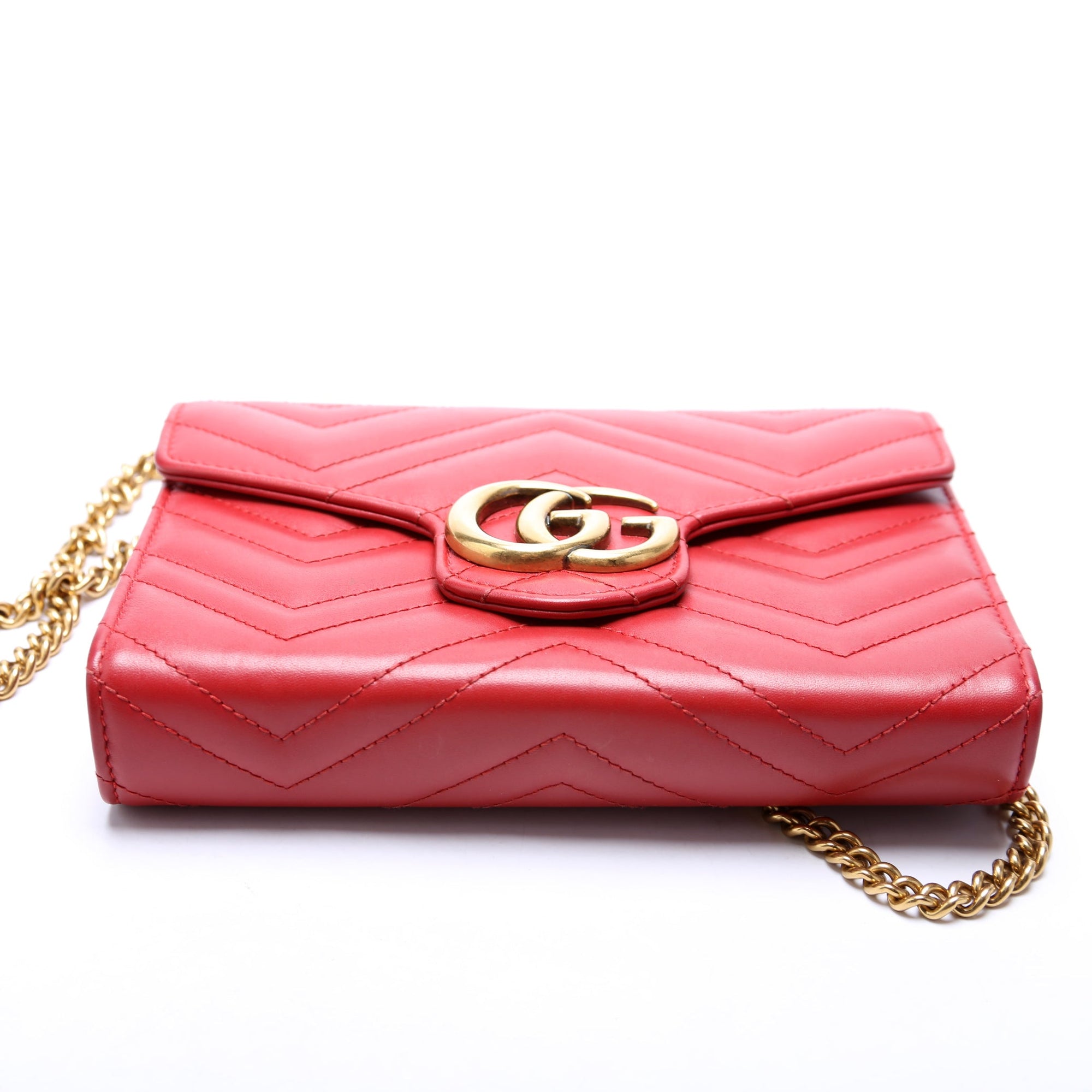 GCCI  Marmont Chain Wallet Red