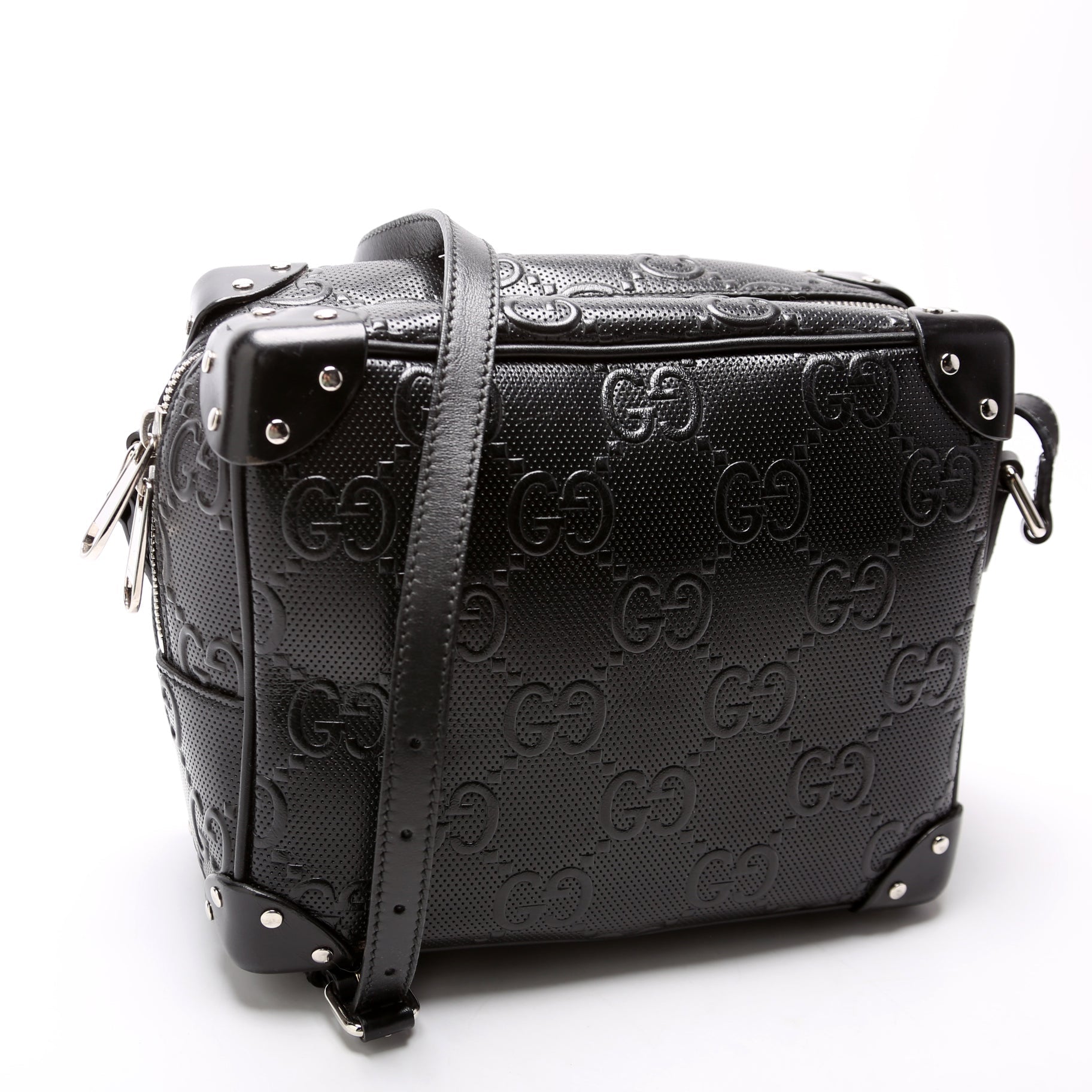 GCCI  GG Embossed Square Messenger Bag Black