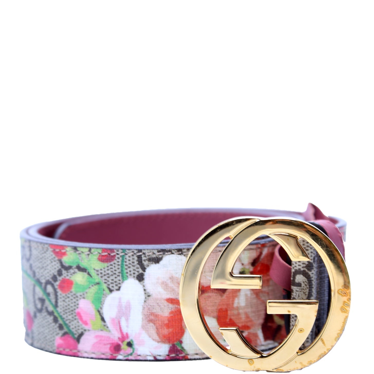 GCCI  Interlocking GG Blooms Belt Size / Beige/Mauve