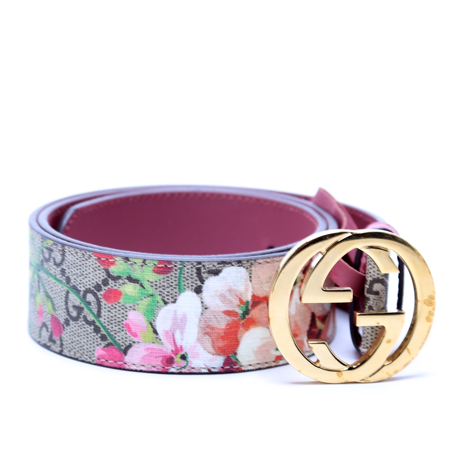 GCCI  Interlocking GG Blooms Belt Size / Beige/Mauve