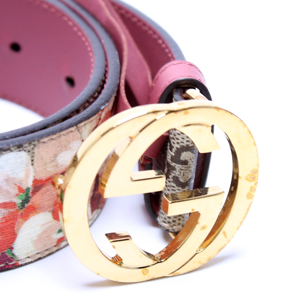 GCCI  Interlocking GG Blooms Belt Size / Beige/Mauve