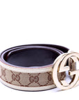 GCCI  Interlocking Leather Belt Size / Beige/White