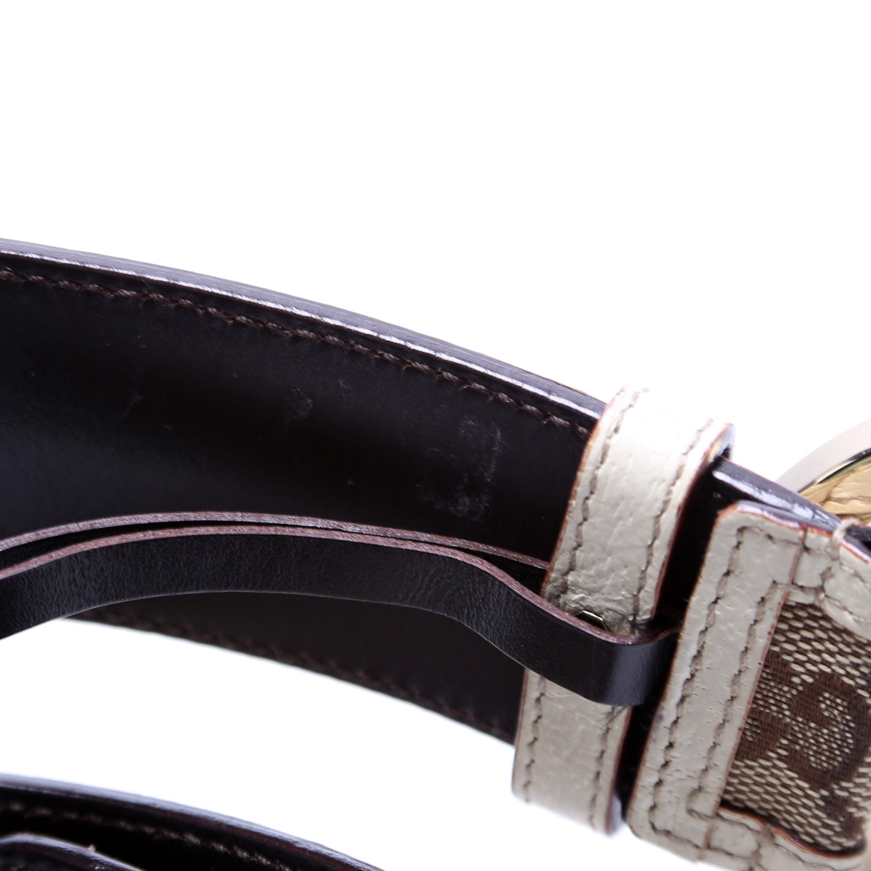 GCCI  Interlocking Leather Belt Size / Beige/White