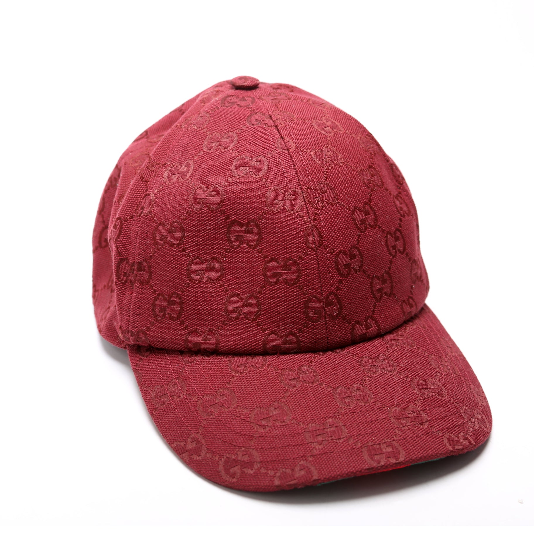 GCCI  GG Canvas Baseball Cap Size Medium Burgundy
