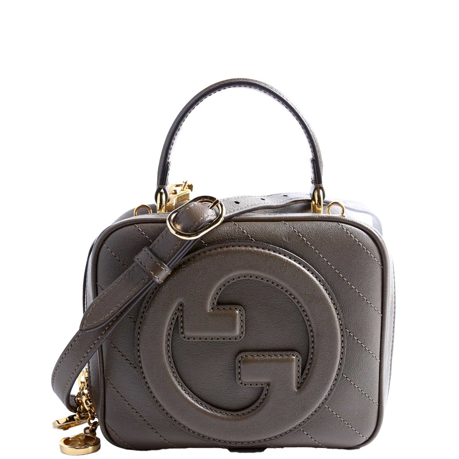 GCCI  Blondie Leather Top Handle Bag Khaki