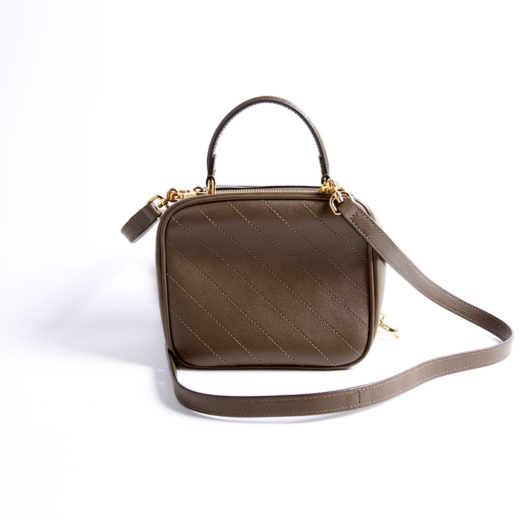 GCCI  Blondie Leather Top Handle Bag Khaki