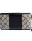 GCCI  GG Supreme/Leather Zip Around Wallet Beige/Black