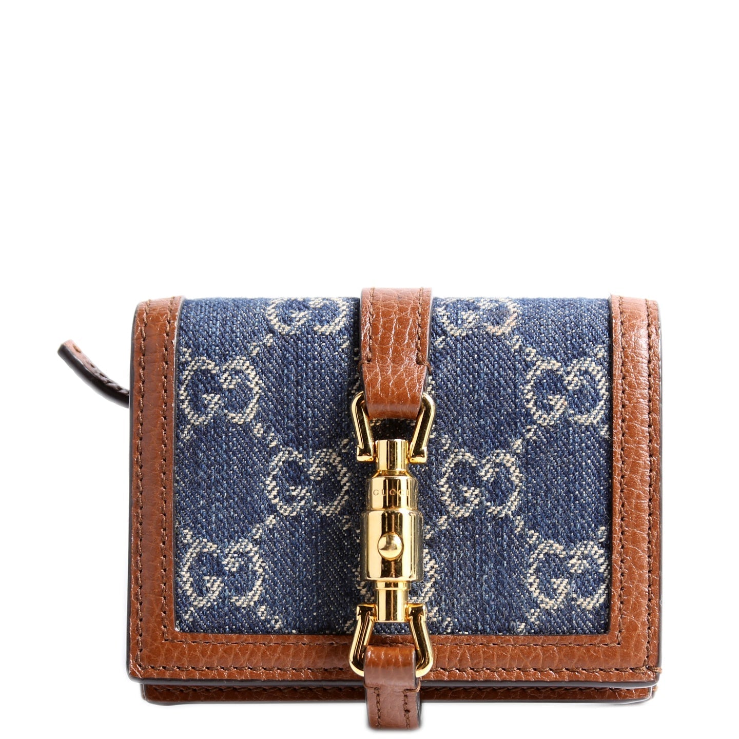 GCCI  GG Denim Jackie Card Case Navy/Brown