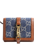 GCCI  GG Denim Jackie Card Case Navy/Brown