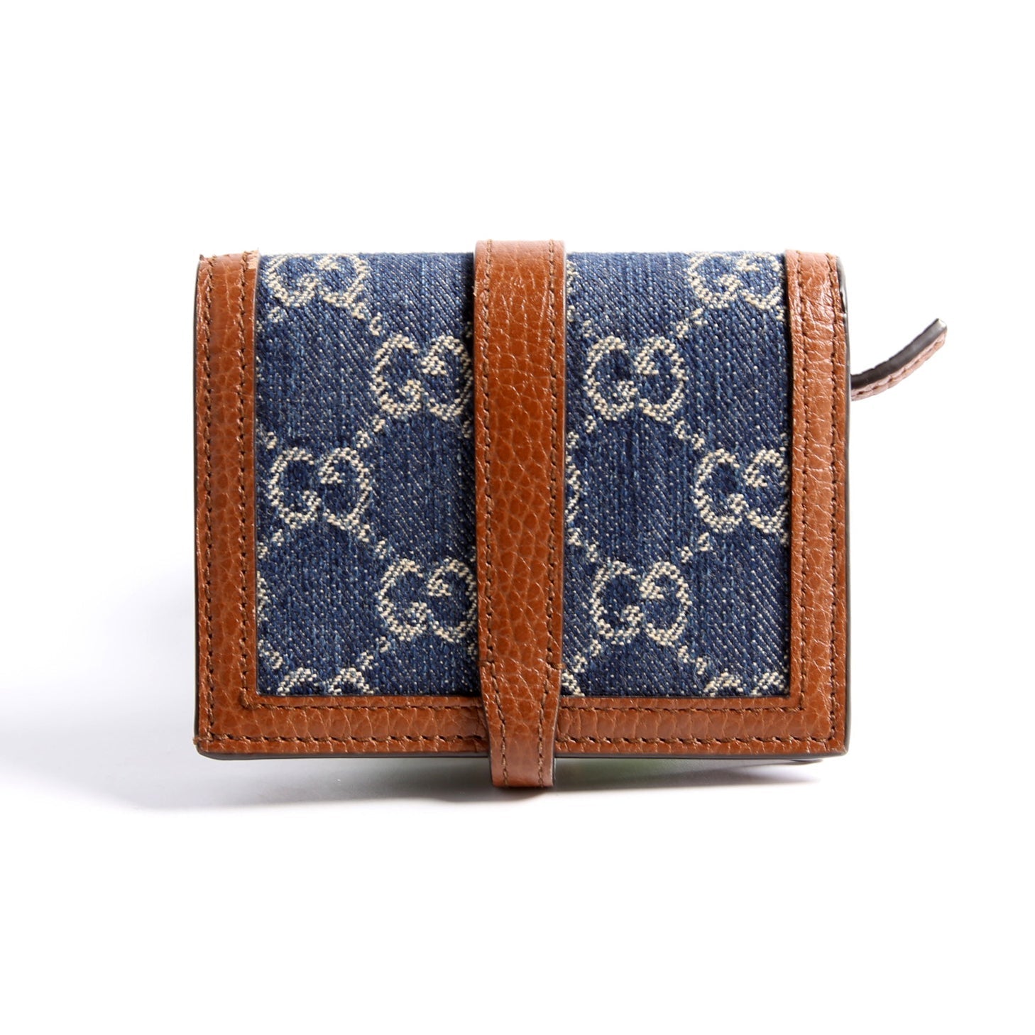 GCCI  GG Denim Jackie Card Case Navy/Brown