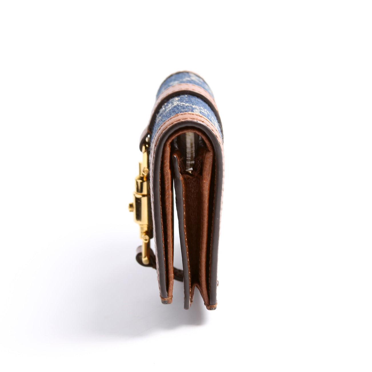 GCCI  GG Denim Jackie Card Case Navy/Brown