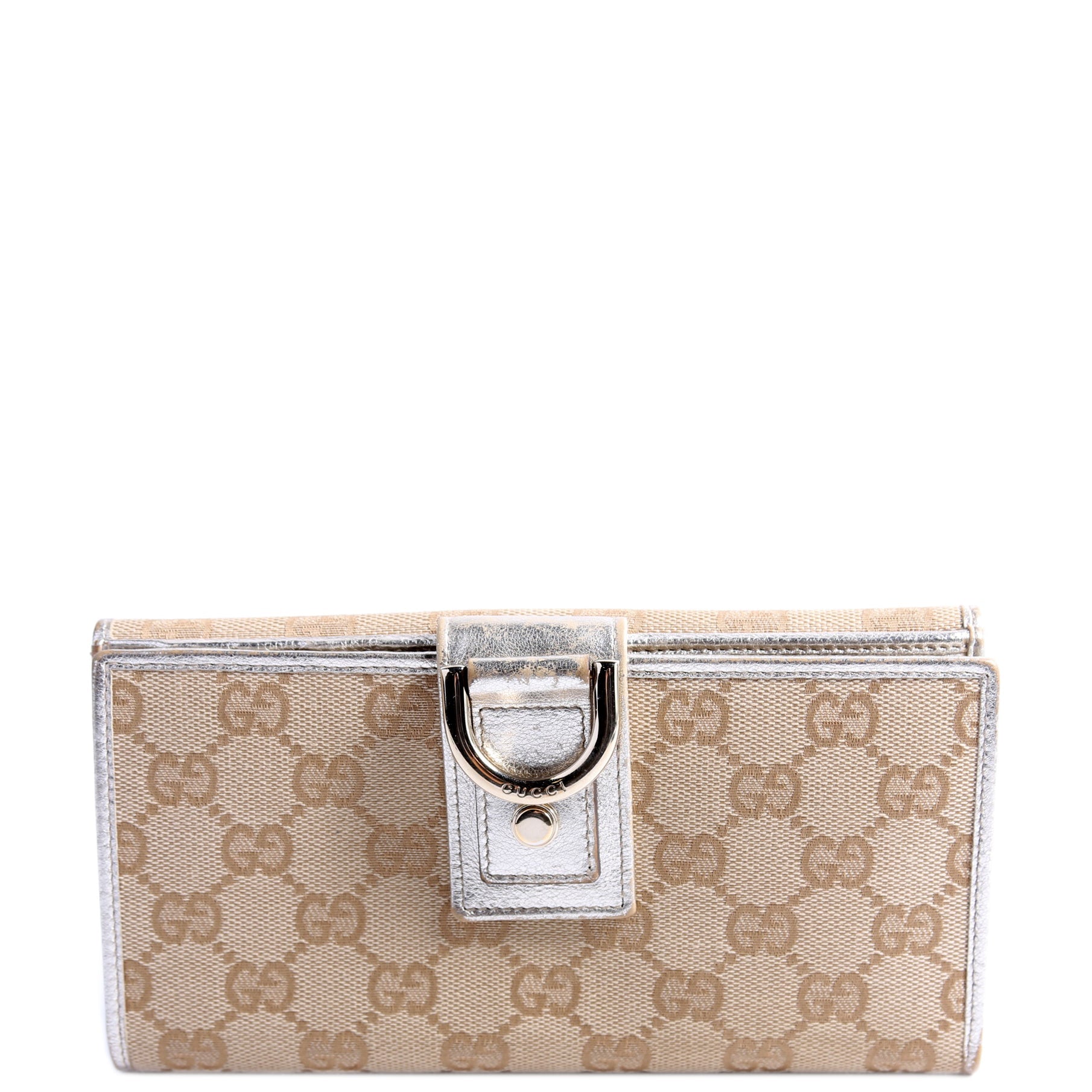 GCCI  GG Canvas Abbey Long Wallet Tan/Gold
