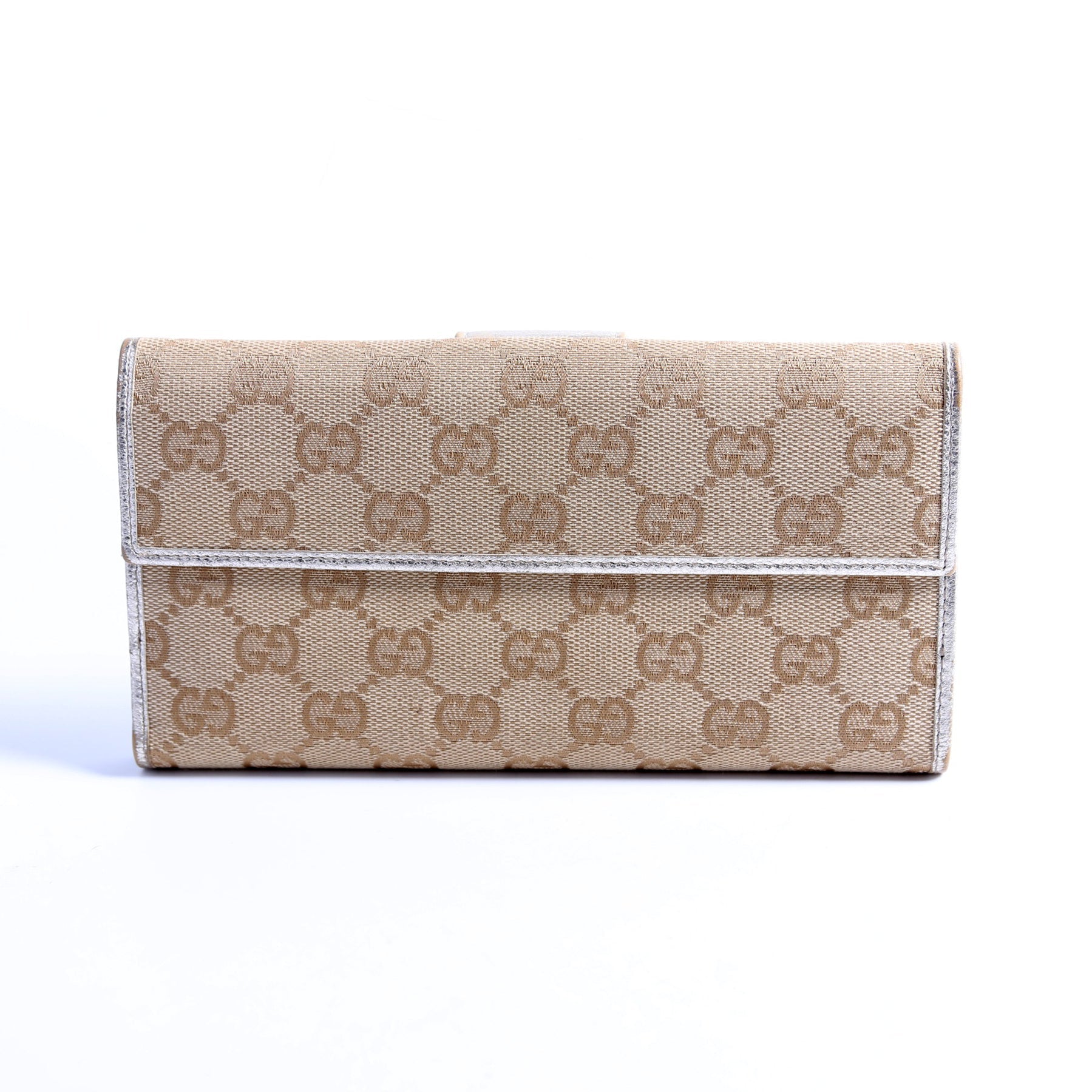 GCCI  GG Canvas Abbey Long Wallet Tan/Gold
