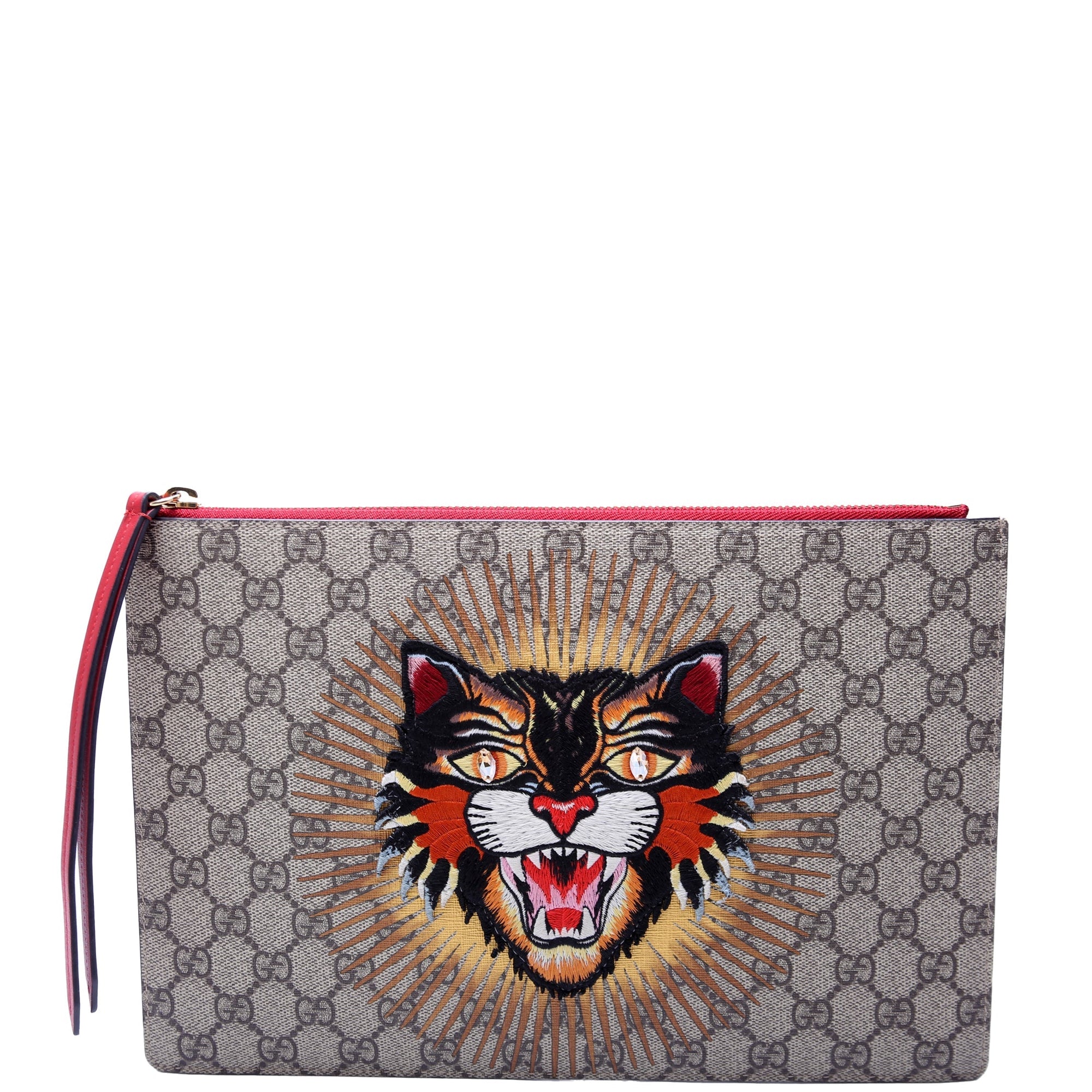 GCCI  GG Supreme Angry Cat Zip Pouch Red