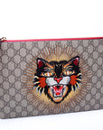 GCCI  GG Supreme Angry Cat Zip Pouch Red