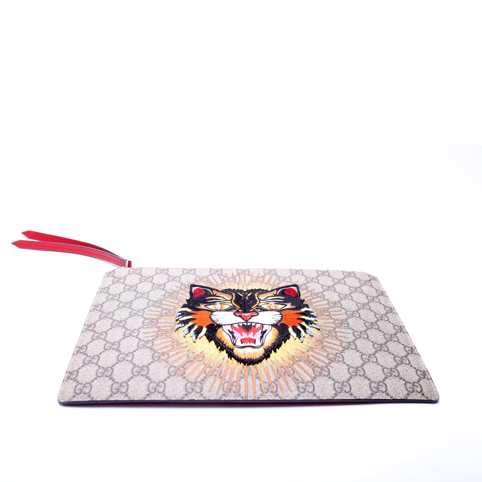 GCCI  GG Supreme Angry Cat Zip Pouch Red