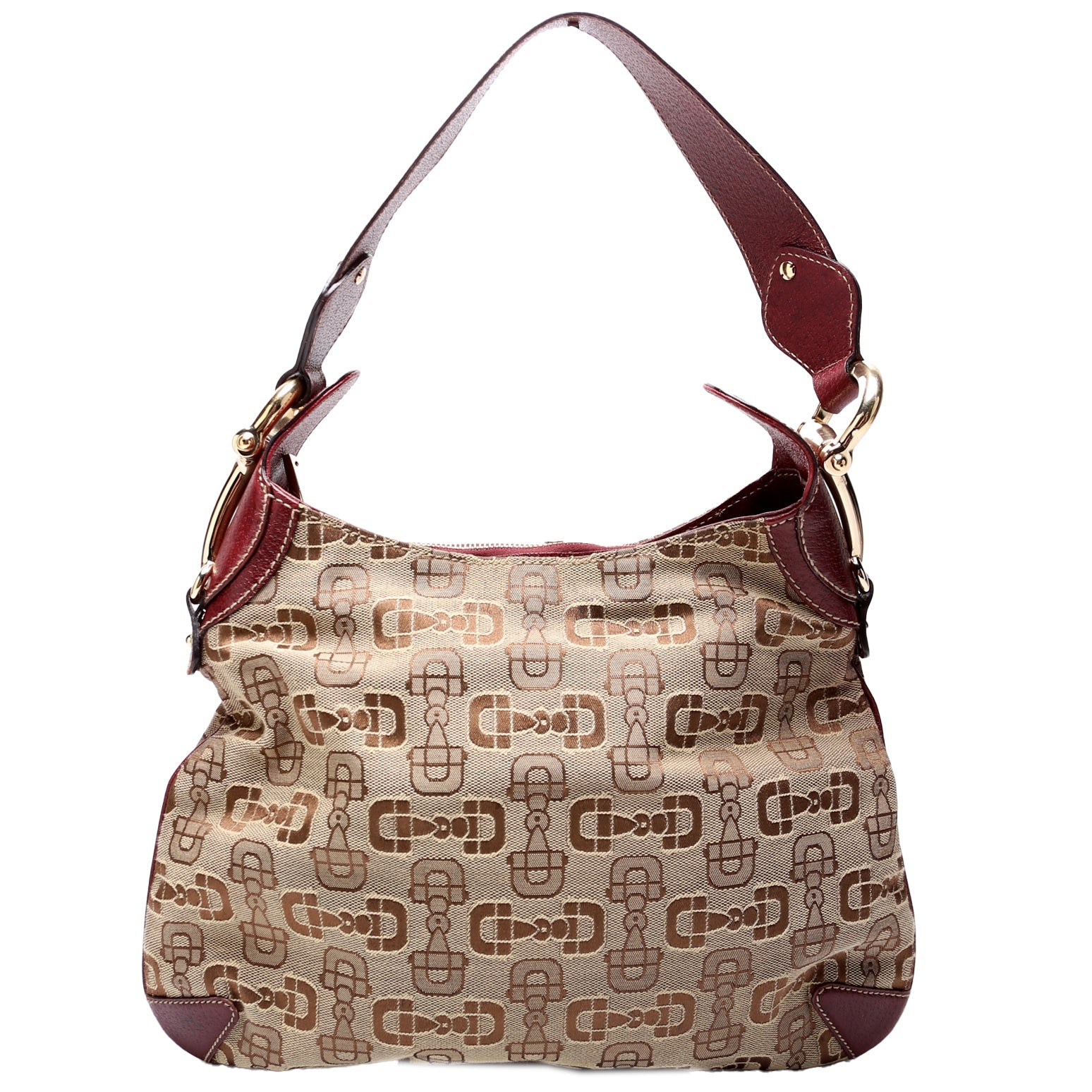 GCCI  Horsebit Canvas Creole Hobo Burgundy/Tan